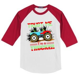 Trust Me I'm A Trucker Monster Truck Kids Colorblock Raglan Jersey