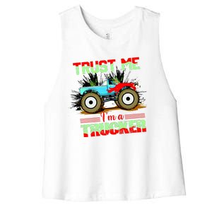 Trust Me I'm A Trucker Monster Truck Women's Racerback Cropped Tank