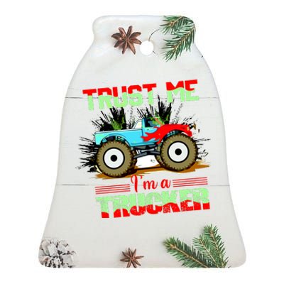 Trust Me I'm A Trucker Monster Truck Ceramic Bell Ornament