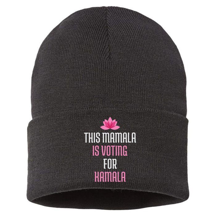 This Mamala Is Voting For Kamala Harris 2024 Lotus Flower Sustainable Knit Beanie