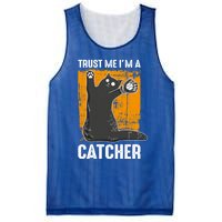 Trust Me Im A Catcher Funny Baseball And Kitten Lover Cute Gift Mesh Reversible Basketball Jersey Tank