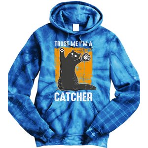 Trust Me Im A Catcher Funny Baseball And Kitten Lover Cute Gift Tie Dye Hoodie