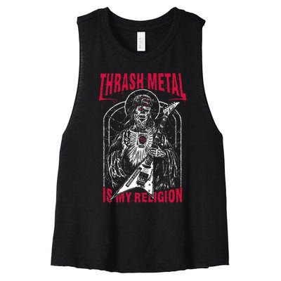 Thrash Metal Is My Religion Women's Racerback Cropped Tank