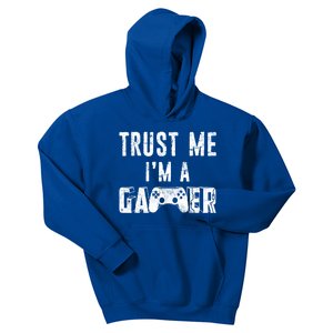 Trust Me Im A Gamer Funny Gamer Joke Distressed Design Gift Kids Hoodie