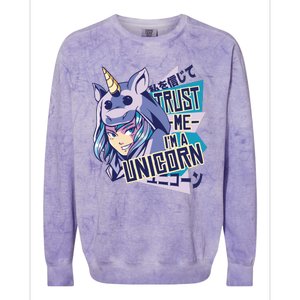 Trust Me I Am A Unicorn Colorblast Crewneck Sweatshirt