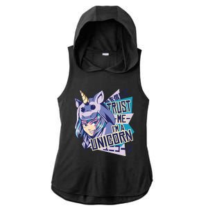 Trust Me I Am A Unicorn Ladies PosiCharge Tri-Blend Wicking Draft Hoodie Tank