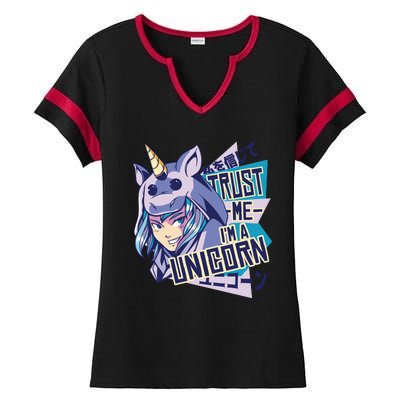 Trust Me I Am A Unicorn Ladies Halftime Notch Neck Tee