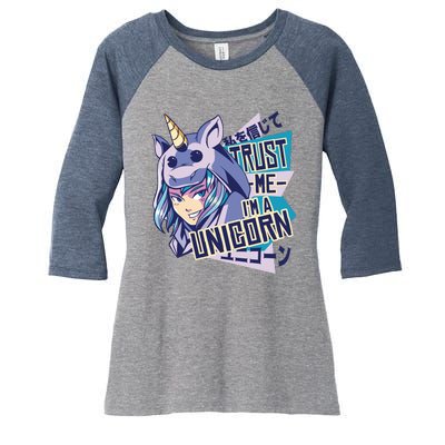 Trust Me I Am A Unicorn Women's Tri-Blend 3/4-Sleeve Raglan Shirt