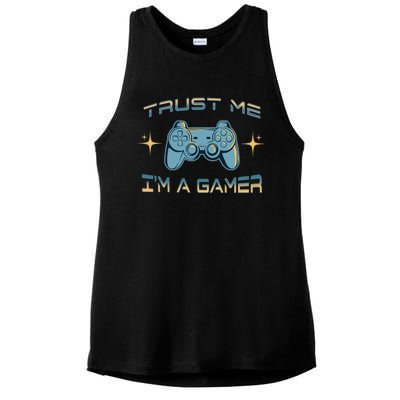 Trust Me Im A Gamer Funny Gaming Joke Video Game Controller Gift Ladies PosiCharge Tri-Blend Wicking Tank