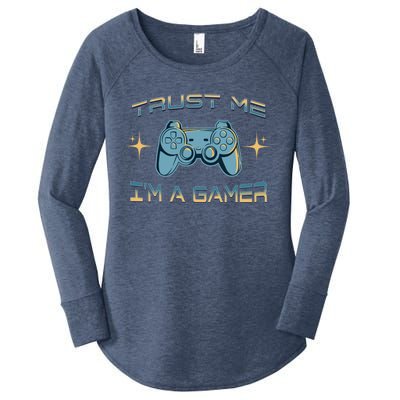 Trust Me Im A Gamer Funny Gaming Joke Video Game Controller Gift Women's Perfect Tri Tunic Long Sleeve Shirt