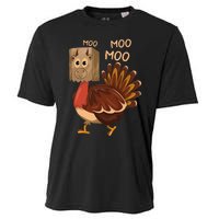 Turkey Moo IM A Cow Fake Cow Funny Thanksgiving Cooling Performance Crew T-Shirt