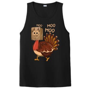 Turkey Moo IM A Cow Fake Cow Funny Thanksgiving PosiCharge Competitor Tank