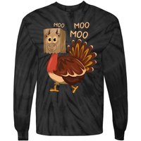 Turkey Moo IM A Cow Fake Cow Funny Thanksgiving Tie-Dye Long Sleeve Shirt