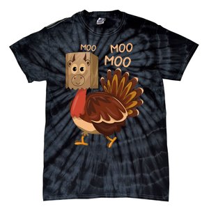 Turkey Moo IM A Cow Fake Cow Funny Thanksgiving Tie-Dye T-Shirt