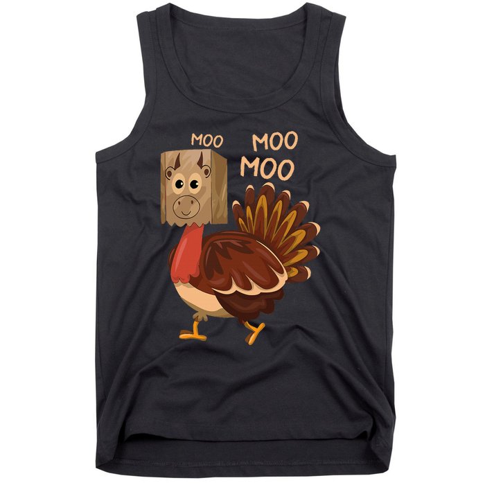 Turkey Moo IM A Cow Fake Cow Funny Thanksgiving Tank Top