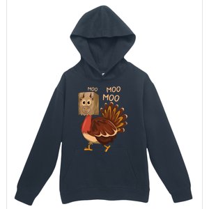 Turkey Moo IM A Cow Fake Cow Funny Thanksgiving Urban Pullover Hoodie