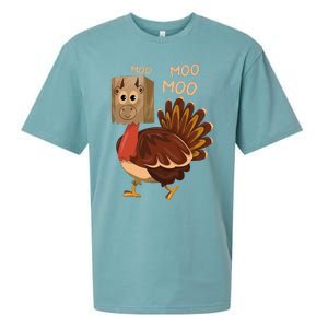 Turkey Moo IM A Cow Fake Cow Funny Thanksgiving Sueded Cloud Jersey T-Shirt