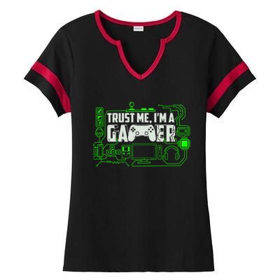 Trust Me Im A Gamer Gift Ladies Halftime Notch Neck Tee