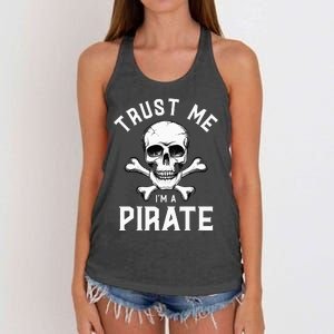 Trust Me IM A Pirate Funny Skull Crossbones Freebooter Women's Knotted Racerback Tank