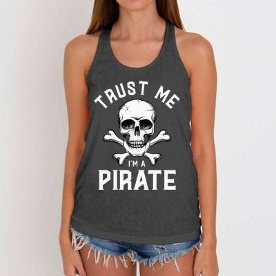 Trust Me IM A Pirate Funny Skull Crossbones Freebooter Women's Knotted Racerback Tank