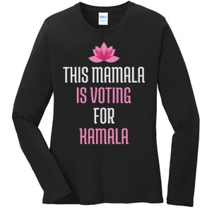 This Mamala Is Voting For Kamala Harris 2024 Lotus Flower Ladies Long Sleeve Shirt