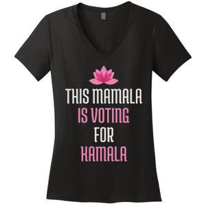 This Mamala Is Voting For Kamala Harris 2024 Lotus Flower Women's V-Neck T-Shirt