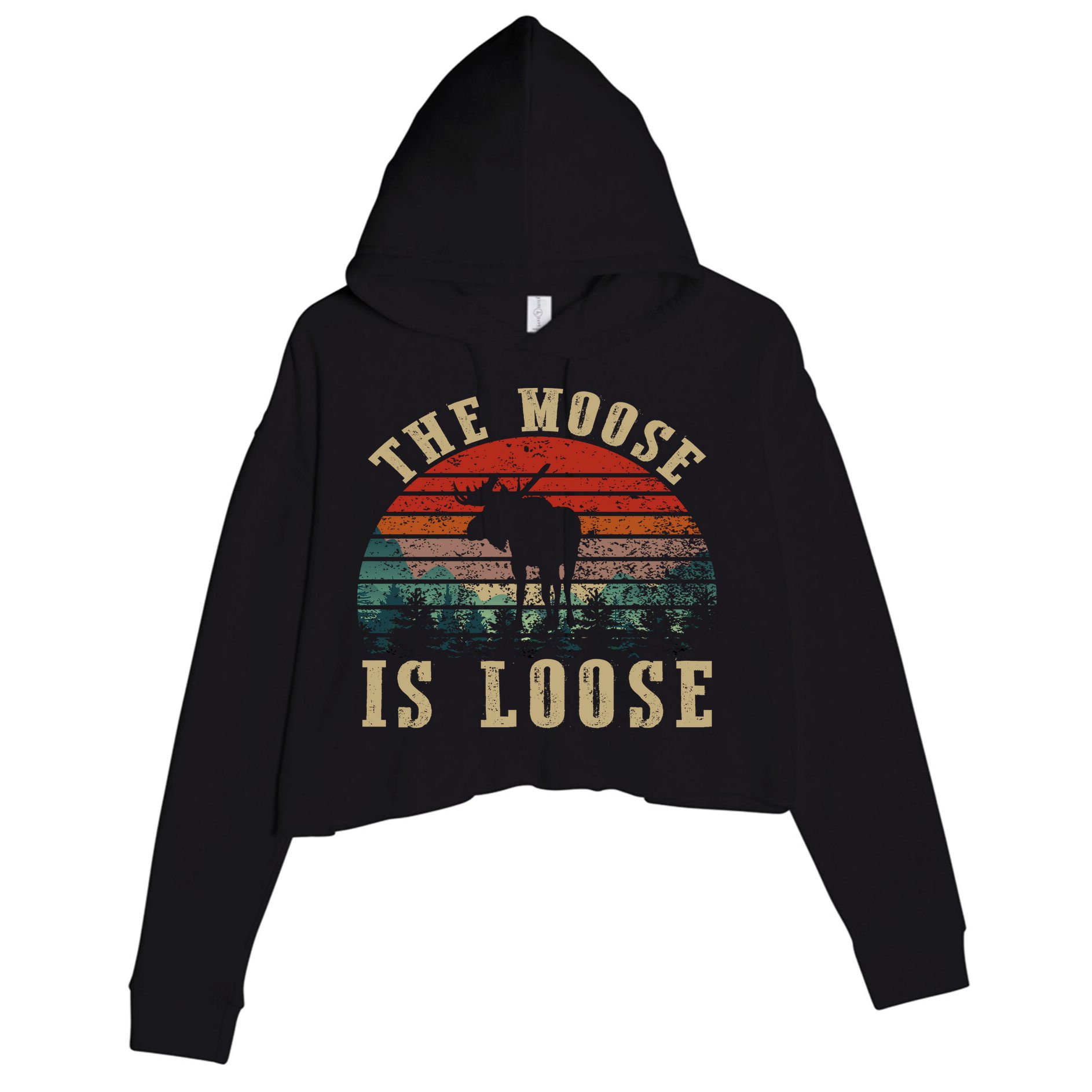 The Moose Is Loose Crop Fleece Hoodie