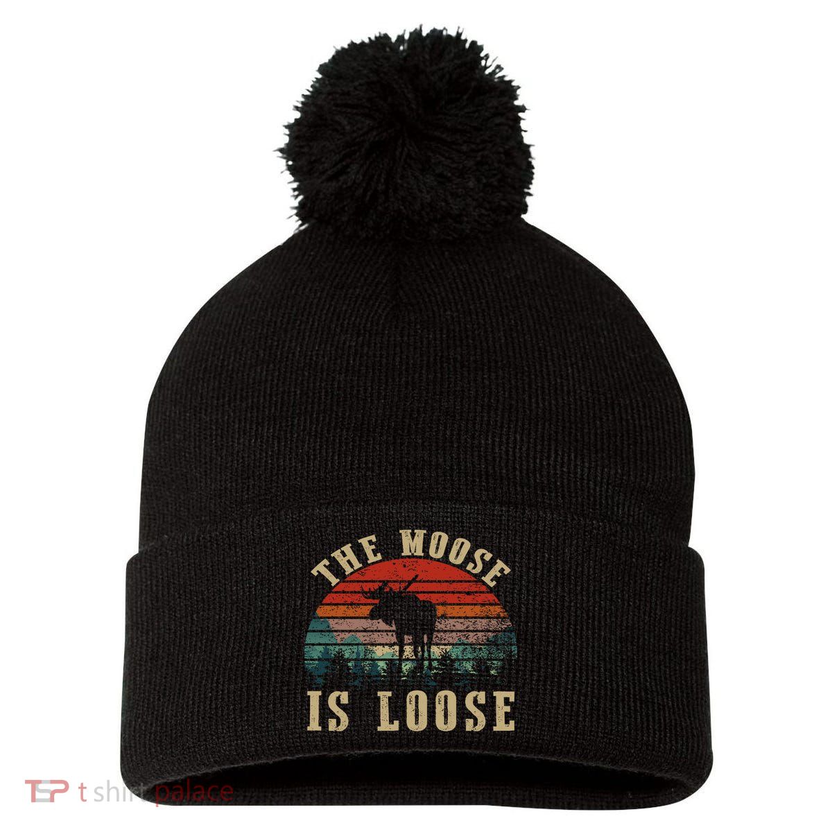 The Moose Is Loose Pom Pom 12in Knit Beanie