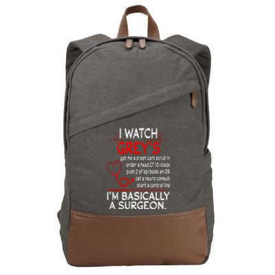 Trust Me I'm Basically A Surgeon Gift Funny Medical Tv Drama Great Gift Cotton Canvas Backpack