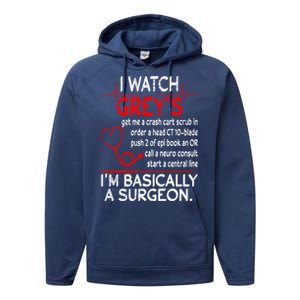 Trust Me I'm Basically A Surgeon Gift Funny Medical Tv Drama Great Gift Performance Fleece Hoodie