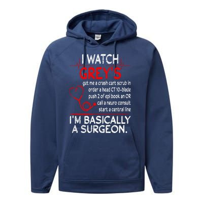 Trust Me I'm Basically A Surgeon Gift Funny Medical Tv Drama Great Gift Performance Fleece Hoodie