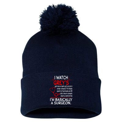 Trust Me I'm Basically A Surgeon Gift Funny Medical Tv Drama Great Gift Pom Pom 12in Knit Beanie