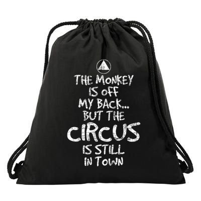 The Monkey Is Off My Back Sobriety Anniversary Sober Aa Na Drawstring Bag