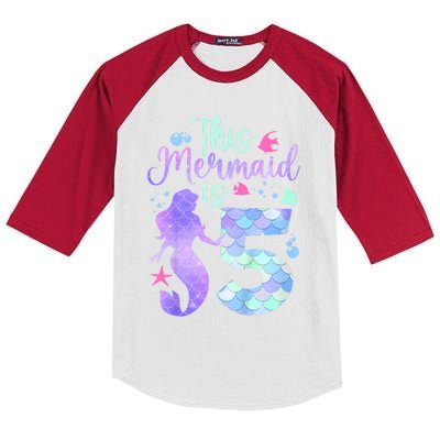 This Mermaid Is 5 Birthday Girl Mermaid Kids Colorblock Raglan Jersey