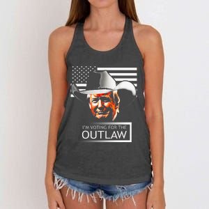 Trump Maga IM Voting For The Outlaw And The Hillbilly 2024 Women's Knotted Racerback Tank