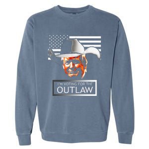 Trump Maga IM Voting For The Outlaw And The Hillbilly 2024 Garment-Dyed Sweatshirt