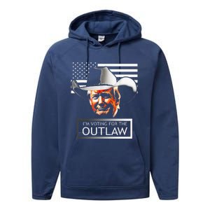 Trump Maga IM Voting For The Outlaw And The Hillbilly 2024 Performance Fleece Hoodie