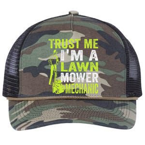 Trust Me IM A Lawn Mower Mechanic Funny Gardening Father Retro Rope Trucker Hat Cap