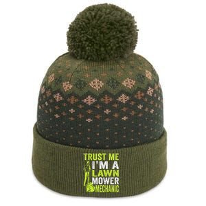 Trust Me IM A Lawn Mower Mechanic Funny Gardening Father The Baniff Cuffed Pom Beanie