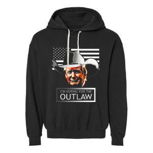 Trump Maga IM Voting For The Outlaw And The Hillbilly 2024 Garment-Dyed Fleece Hoodie