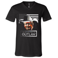 Trump Maga IM Voting For The Outlaw And The Hillbilly 2024 V-Neck T-Shirt