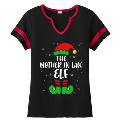 The Mother In Law Elf Funny Christmas Elf Matching Family Gift Ladies Halftime Notch Neck Tee