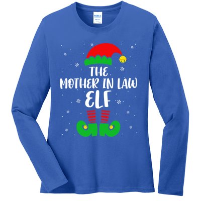 The Mother In Law Elf Funny Christmas Elf Matching Family Gift Ladies Long Sleeve Shirt