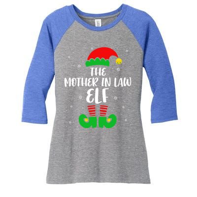 The Mother In Law Elf Funny Christmas Elf Matching Family Gift Women's Tri-Blend 3/4-Sleeve Raglan Shirt