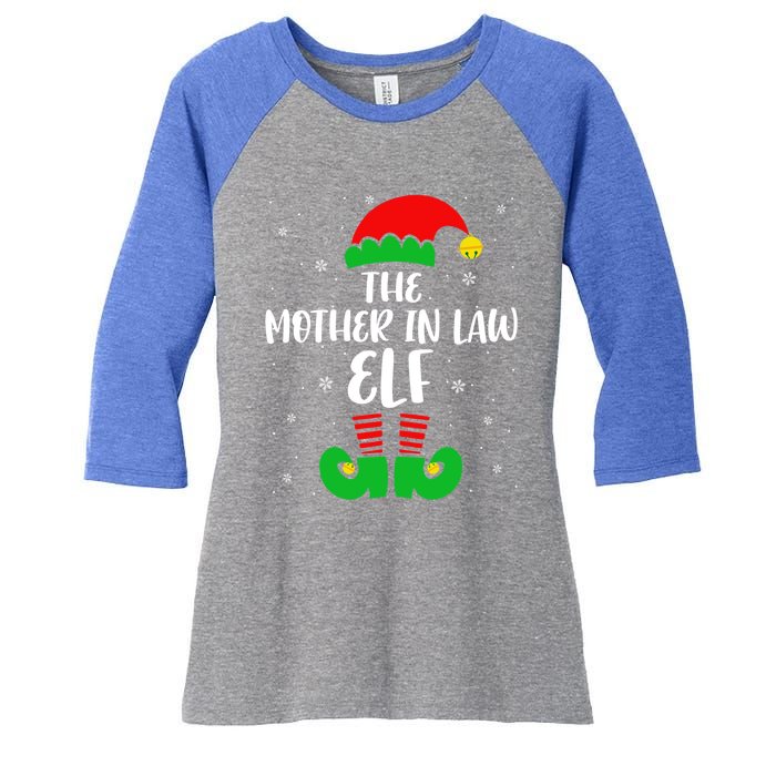 The Mother In Law Elf Funny Christmas Elf Matching Family Gift Women's Tri-Blend 3/4-Sleeve Raglan Shirt