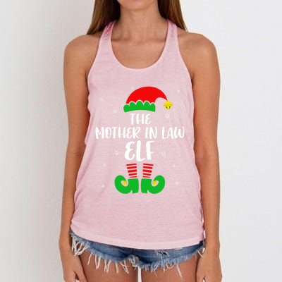 The Mother In Law Elf Funny Christmas Elf Matching Family Gift Women's Knotted Racerback Tank