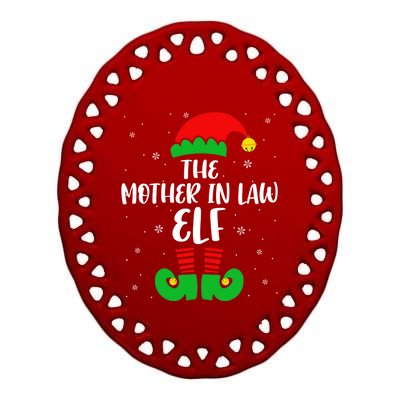 The Mother In Law Elf Funny Christmas Elf Matching Family Gift Ceramic Oval Ornament