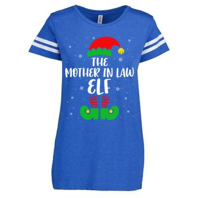 The Mother In Law Elf Funny Christmas Elf Matching Family Gift Enza Ladies Jersey Football T-Shirt