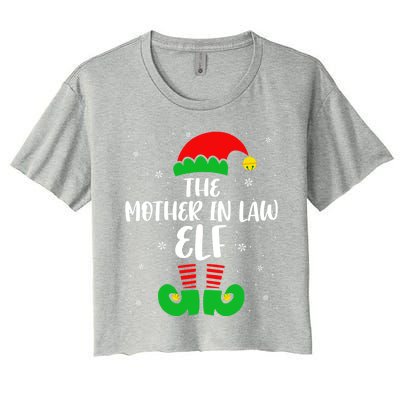 The Mother In Law Elf Funny Christmas Elf Matching Family Gift Women's Crop Top Tee