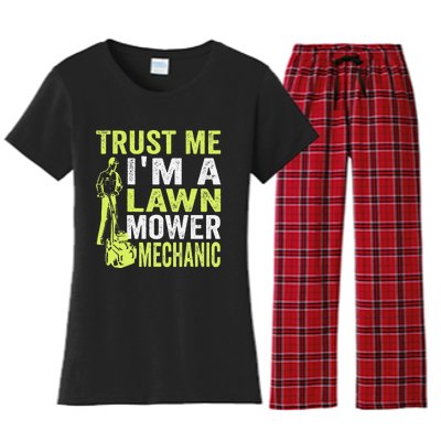 Trust Me IM A Lawn Mower Mechanic Funny Gardening Father Women's Flannel Pajama Set